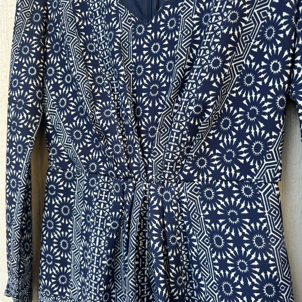 Navy and White Geometric Romper